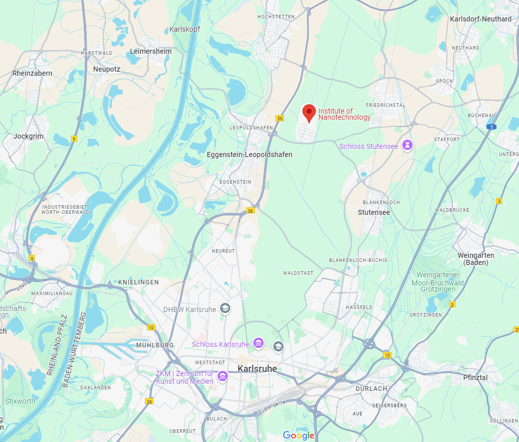 Location of KIT Campus North near Karlsruhe